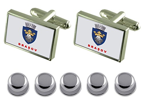 Select Gifts Hemdjurk studs Brasov stad Roemenië vlag manchetknopen