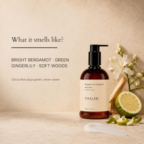 Image of Thalen Bergamot and Gingerlily Body Lotion with Niacinamide, Kakadu Plum & Shea Butter, Daily Moisturiser for All Skin Types, Vegan, 300 ml