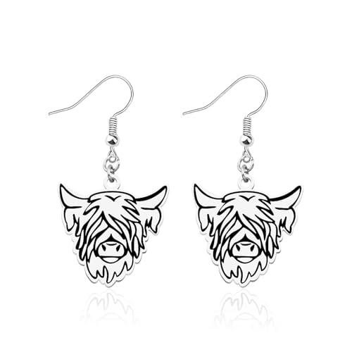 Image of CENWA Stainless Steel Highland Cow Earrings Highland Cow Jewelry Animal Jewellery Gift for Her (Highland Cow Earrings)