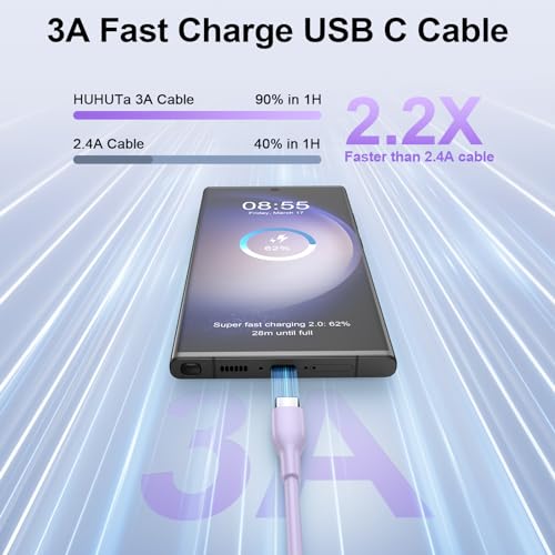 USB Type C Cable 3A Fast Charging[4Pack,6FT],Samsung A54 Charger Cable Phone Cord for iPhone 15,Samsung Galaxy S24 A15 A14 A13 A53 S23 S22 S21 S20,USB C to A Cable for Google Pixel 8 7 6 Pro 7a 6a 5 4 - Thumbnail 2
