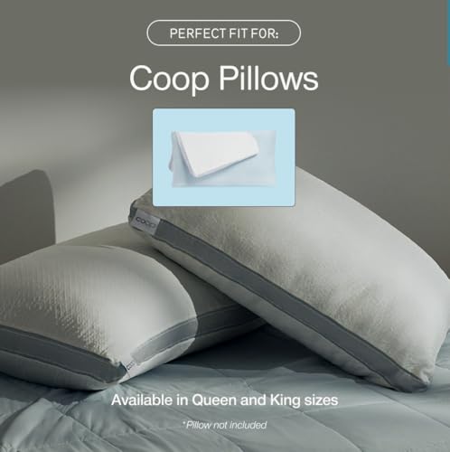 Image of Coop Cool+ Pillow Cover, Queen Size Cooling Pillow Cover for Memory Foam Pillows, Ultra Soft, Wrinkle-Resistant & Breathable Cases with Zipper, Cooling Bed Pillow Cover for Hot Sleepers