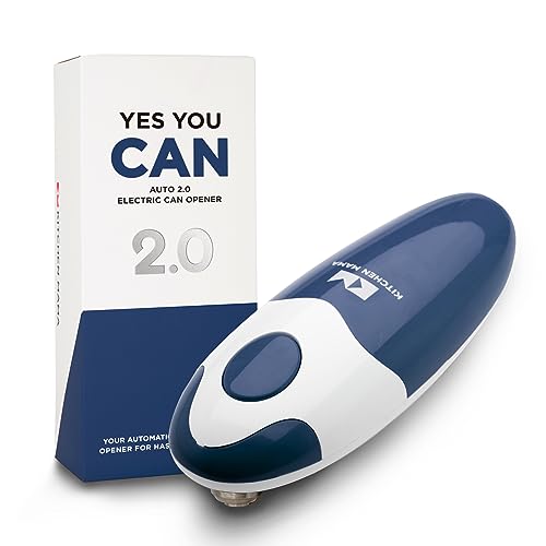 Kitchen Mama Auto 2.0 Electric Can Opener: Upgraded Blade Opens Any Sized Can - Automatic, Hands Free, Smooth Edge, Food-Safe, Handy With Lid Lift, Battery Operated, Yes You Can (Navy Blue) #TOP9