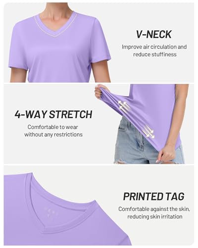 Image of Runhit Womens Workout Tops Short Sleeve UPF 50+ Athletic Sun Shirts Quick Dry V Neck T-Shirt Moisture Wicking Gym Hiking Tee