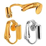 BronaGrand 12 Pieces Earring Clip Backs Clip-on Earring Converter Components Findings with Post for None Pierced Ears,Silver and Gold