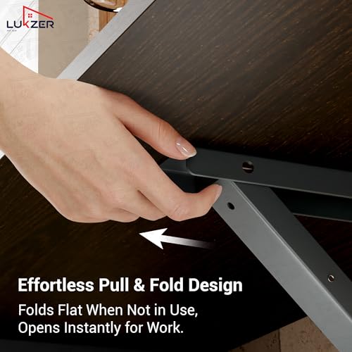 Image of Lukzer Engineered Wood Wall Mounted Folding Table for Kitchen, Computer, Workstations Multi-Function Computer Desk Workbench (MT-002 / Wenge / 80 x 40 cm) DIY (Do It Yourself)