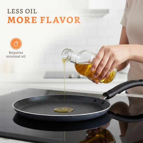 Amazon Brand - Solimo 6 Piece Non-Stick Cookware Set | Granite Finish | Induction Base | PFOA Free | HTR Exterior Coating | 25cm Tawa, 22 cm Kadai,... - Image 6