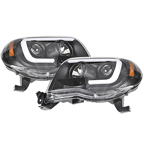 GXYWADY Headlight Replacement for 2005-2011 Tacoma Black Smoke Projector Headlight Assembly Pair 8111004160 8111004163