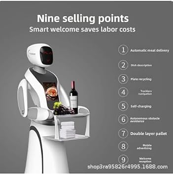 Food Delivery Robot - Fully Automatic Humanoid Waiter for Restaurants and Hotels - Intelligent Serving Machine for Efficient Food Delivery