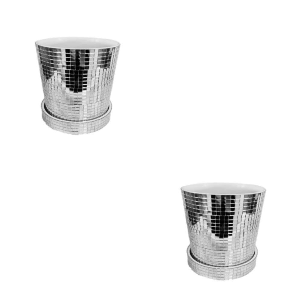 yuwqqoajv 2 Set of Ceramics Mirror Disco Ball Vase - Beautiful Plant Decoration Mirror Shining Decoration For Daily Life Glass 10.5cm, 10.5cm 2Set