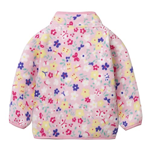 Mud Kingdom Polar Fleece Outerwear For Little Girls With Pockets Printing Full Zip Warm Fall Winter Pink Flowers 5T thumb #1