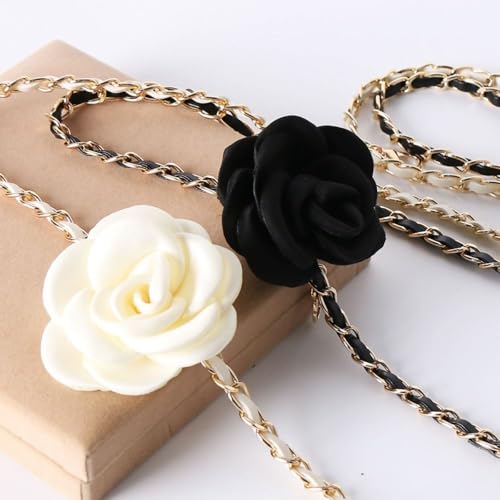 Camellia Waist Chain All-match Ladies Luxury Design Dress Belt Chain Waist Decoration Metal Chain Waistband(black)4