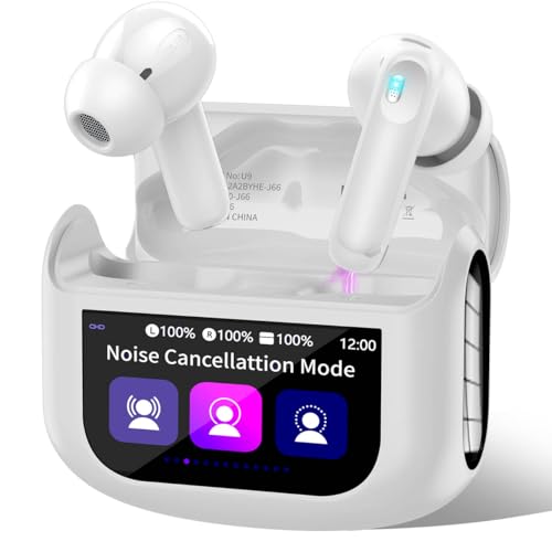 Image of Wireless Earbuds in Ear, Bluetooth 5.4 Headphones Multi-Function Touch Screen with 5 EQ Modes, 48H Ear Buds Bass Stereo, ANC Noise Cancelling /Transparency Mode, IPX7, Ultra-Comfort, White