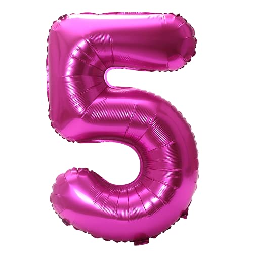 Image of YPSelected 32 Inch Large Foil Helium Number Balloon Birthday Wedding Party 0-9 (Rose Red, 5)
