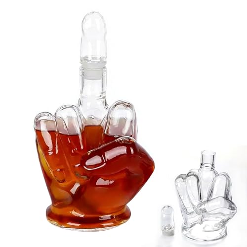 Image of Novelty 3D Finger Shape Whiskey Decanter, 1L, High Borosilicate Glass, with Stopper, Funny Home Bar Decor, Unique Gift for Men (Transparent)