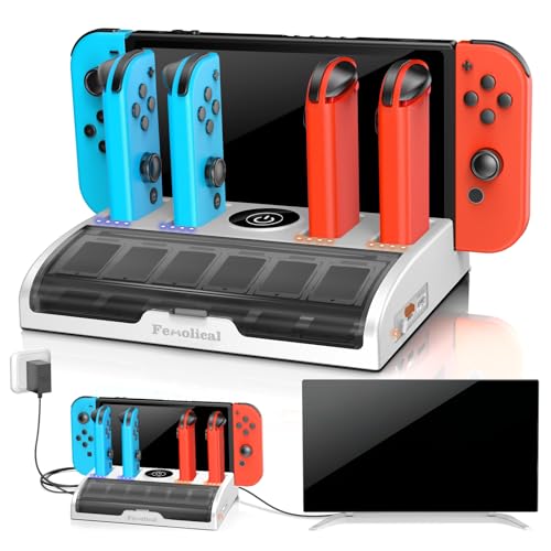 Image of Fenolical TV Switch Dock Station for Switch /OLED with Joycon Controller Charging, Support 4K /1080P HDMI Charger Docking Station for Accessories with 12 Game Slots