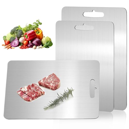 Katuchef Titanium Cutting Board,2026 New 100% Pure Titanium Cutting Boards for Kitchen,Titan Cut Pro Non toxic Doubld-Side Durable Chopping Boards, Easy to Clean and Store(2PC-M+XL)