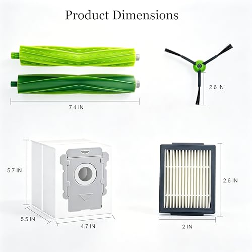 Image of 22 Replacement Parts for iRobot Roomba i7 i7+ i3 i3+ i4 i4+ i5 i5+ i6 i6+ | for E /i /j Series,2 Set Rubber Brushes, 6 Filters, 6 Side Brushes, 6 Bags. Scratch-Resistant, Matches Original Performance