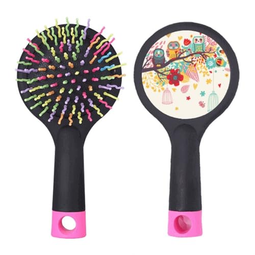 Brosse à cheveux démêlante coussinet hiboux et fleurs pour salon