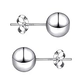 925 Sterling Silver Ball Stud Earrings Available in 3mm-10mm,Classic Round Ball Studs Hypoallergenic