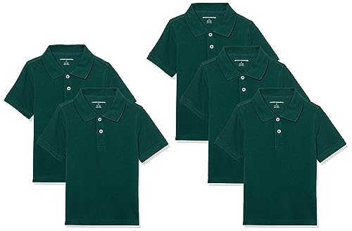 Image of Amazon Essentials Boys and Toddlers' School Uniform Short-Sleeve Pique Polo Shirts, Breathable Cotton, Button Closure