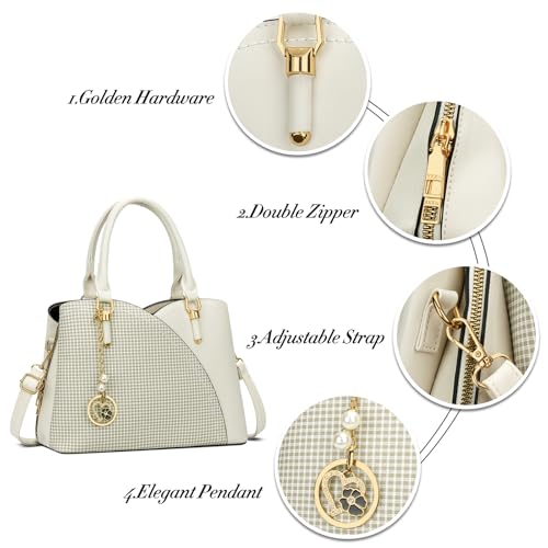 Image of KKXIU Triple Compartments Purses and Handbags for Women Fashion Ladies Satchel Shoulder Top Handle Bag
