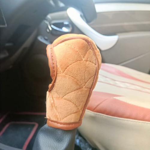 Image of YOURKARTS.COM Car Gear Knob Cover Velvet Soft Touch - Universal Gear Shift Knob Protector, Anti-Slip & Dustproof Gear Shifter Cover for Car Interior Accessories (Brown)