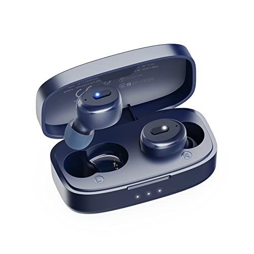 Boean Wireless Earbuds Mini Bluetooth Earbuds with Charging Case 46H Playtime IPX8 Waterproof Earbuds Button Control Deep Bass Earphones Built in Mic Light-Weight HD Stereo Ear Buds for Sports Blue