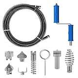SuQurtom Rohrreinigungsspirale 12mm x 5m Abflussreiniger Spirale mit 6 Schneidköpfen, Manuelle & Elektrische Abflussreinigung, Abfluss Rohrreinigung, Stahl