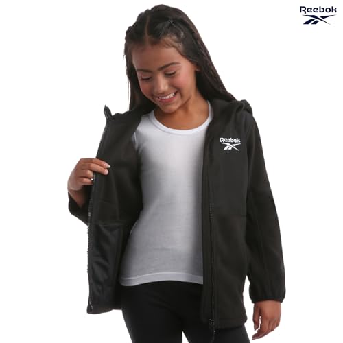 Image of Reebok Girls Fleece Jacket - Weather Resistant Lightweight Polar Fleece Line Zip Up Fleece Jacket for Girls Outerwear Coats