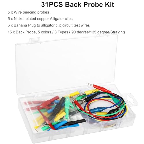 Linkhood 31PCS Back Probe Kit, Banana Plug to Copper Alligator Clip Automotive Test Leads Set, Insulation Wire Piercing Probes, Test Wires for Car Repairing Diagnostic Circuit Testing (30) - Thumbnail 7
