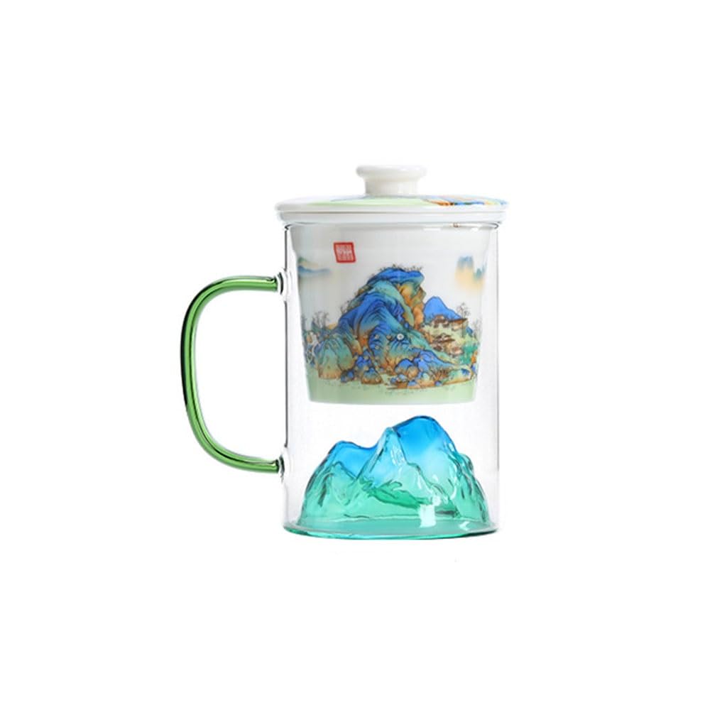 Vasos Reutilizables, Vasos Apilables Taza de té de vidrio, taza de agua, té, separación de agua, taza de té, filtro de gran capacidad con tapa