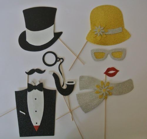 New Years Photo Booth 1920 Wedding Photo Booth Party Props Mustache on a Stick New Years Fathers Day