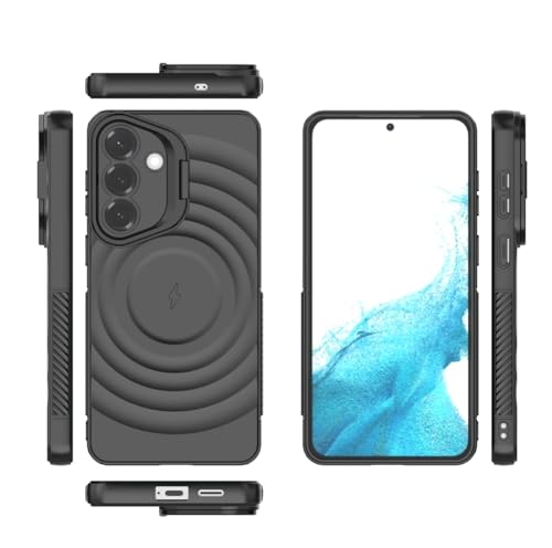 Image of LuxuryKase Shockproof Case for Samsung Galaxy S26 Plus | Ripple Pattern | Camera Protection | Inner Velvet Fabric Lining | Protective Cover with Enhanced Grip & Wireless Charging Support - Black