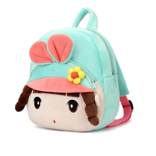 Cute Toddler Backpack Plush Animal Cartoon Mini Travel Daycare Bag for Baby Girl Boy 2-6 Years (Girl Green)3