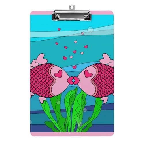 Planchette à pince A4 Poisson Rose pour bloquer vos feuilles volantes au bureau