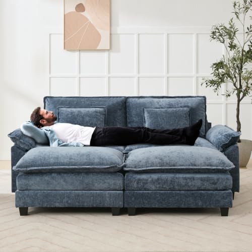 Image of Oprisen 86 inch Modular Sectional Sofa, Comfy Deep Cloud Couch with Ottoman