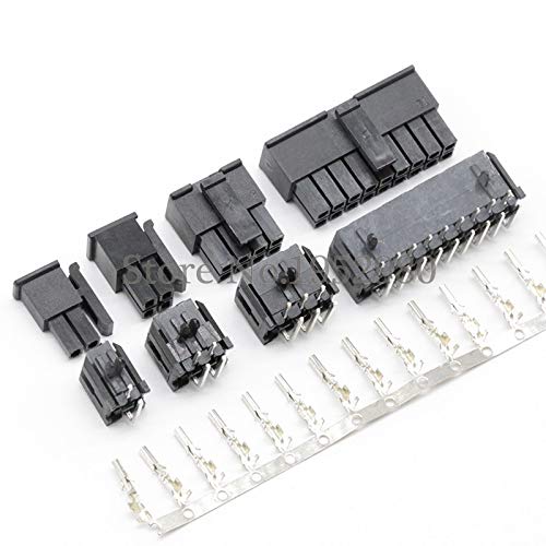 Davitu 50Set 5557 Connector 3.0mm 2/4/6/8/10/12/14/16/18/20/22/24P Right Angle Black PCB Wire Soldered (Pin Header+Housing+Terminals) - (Color: 24P)