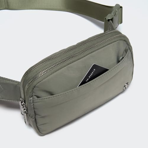 Image of Pander Everywhere Belt Bag for Women, 5 Zipper Pockets Nylon Crossbody Fanny Pack Purse (Grey Sage).