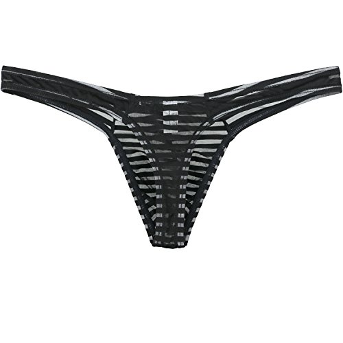 iKingsky Men's Sexy Transprant Thong Underwear Low Rise See Through Stretch Underwear