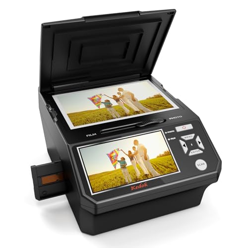 Pantalla LCD de 5 pulgadas, convierte películas, fotos y tarjetas de visita de 35 mm y 110 mm en alta resolución JPEG de 22 MP - Incluye tarjeta SD de 8 GB