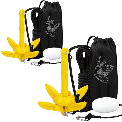 Image of Lounsweer 2 Pack 1.5 /3.5 lb Marine Kayak Anchor Kit Folding Grapnel Anchor Kit Boat Kayak Fishing Accessories for Small Boats Kayaks Canoe Paddle Boards