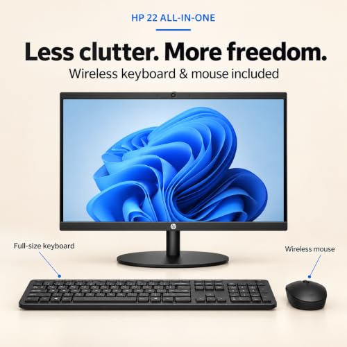 HP 22“ OmniStudio All-in-One Desktop Computer, 8GB DDR5, 128GB UFS, Full HD Screen, Intel Quad-Cores, WiFi6, Wireless Keyboard & Mouse, Windows 11 Home, Black - image 3