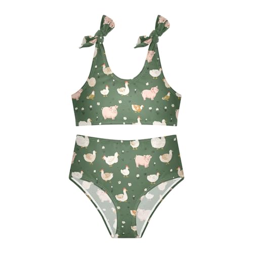 Wusikd Cute Farm Animals Girls Swimsuits Two Piece Pig Cows Swimwear Bikini Set for for Girls Size 3T3