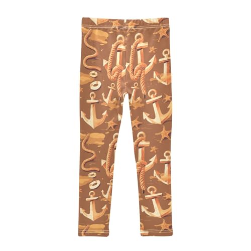 KLL Anchors and Ropes Brown Little Girls Active Leggings Stretch Full Length Sweatpants Gym2