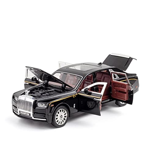 YRXIAO Coche De Aleación Estática para Rolls Royce Phantom 1 32 Modelo Coche De Aleación Diecast Metal Sonido Colección De Vehículos Ligeros Regalo Niños Exquisita Artesanía Decoración(Negro)