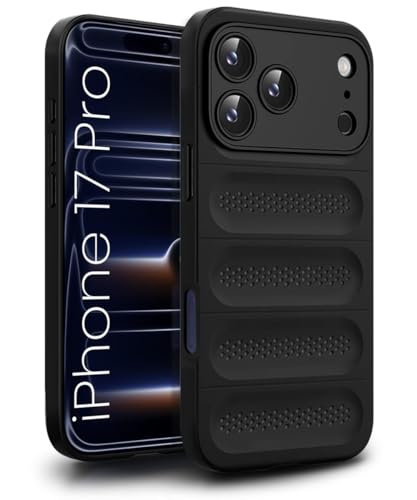 Image of WOW IMAGINE Ultimate Silicone Back Cover Case for iPhone 17 Pro | Heat Dissipation Thin Soft TPU | 360 Camera Protection | Breathable Cooling Holes - Pitch Black