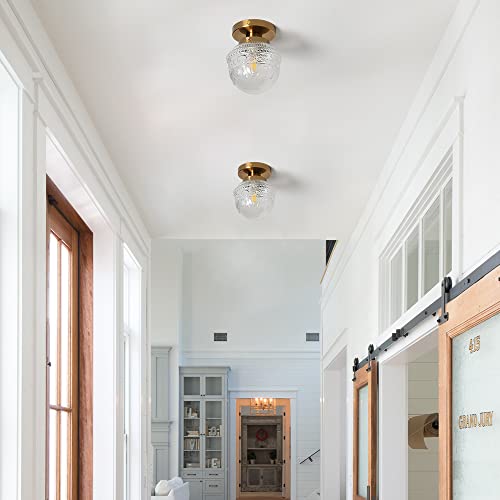 Dsmjfu Dsmjfu DS3320 Dsmjfu Brass Semi Flush Mount Ceiling Light, Small Hallway Light Fixture thumb #3