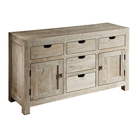 MASSIVMOEBEL24.DE Massiv Holz Möbel Akazie Sideboard Massivholz Möbel Nature White #80 getüncht Cover