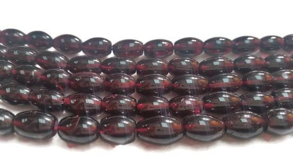 Garnet Smooth Rice 7x10MM perles grenat pierre naturelle pour création de collier et bracelet