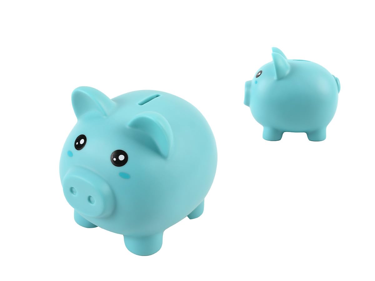 Tirelire en plastique Blue Piggy I-TOTAL porte-monnaie drôle bleu